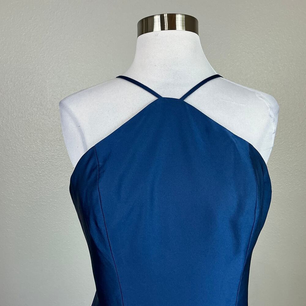 Dress the Population Justine Blue Evening Gown Satin A-Line Dress Size Medium - Picture 8 of 12